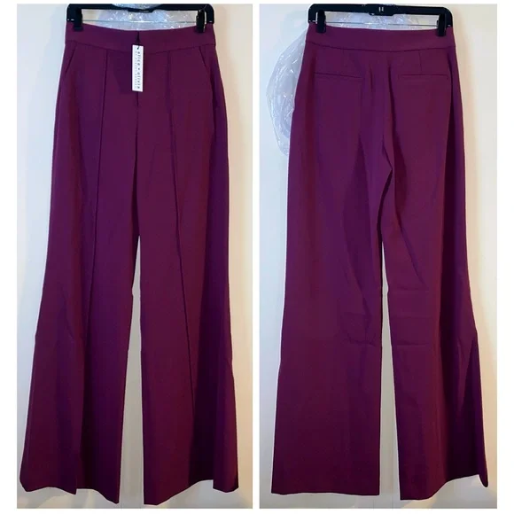 Alice + Olivia Dylan Purple Boysenberry High Waist Wide Leg Pant - Picture 7 of 15